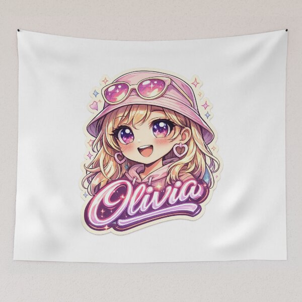 Item preview, Olivia – Cute Kawaii Girl Name Mascot designed and sold by AlexLineArt.