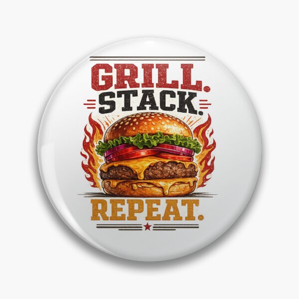Item preview, Grill Stack Repeat: Lifestyle Ritual Motivation Circular Badge designed and sold by irfanshikh.