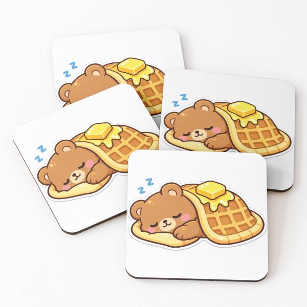 Item preview, Cute Bear Waffle - Kawaii Sleeping Cub Sweet Breakfast Sticker designed and sold by AuraArtistica.