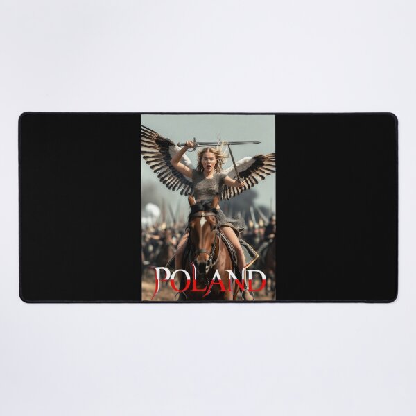 Item preview, Winged Warrior Woman Twin Swords on the Battlefield | Poland Fantasy Art designed and sold by Amber Sky Creations.