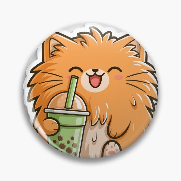 Item preview, Cute Fluffy Orange Cat Drinking Boba Tea Sticker designed and sold by EgonZ9.