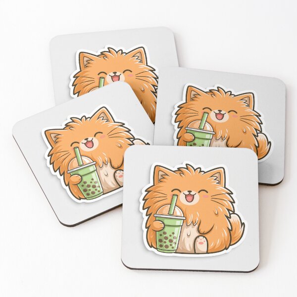 Item preview, Cute Fluffy Orange Cat Drinking Boba Tea Sticker designed and sold by EgonZ9.