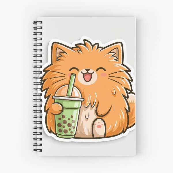 Item preview, Cute Fluffy Orange Cat Drinking Boba Tea Sticker designed and sold by EgonZ9.