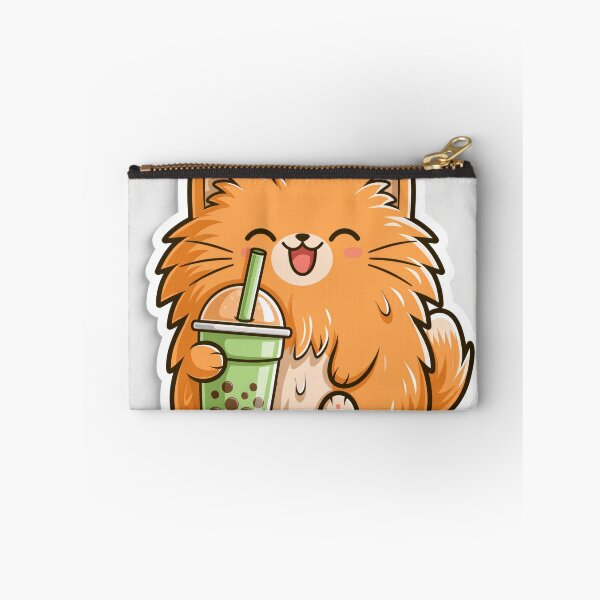 Item preview, Cute Fluffy Orange Cat Drinking Boba Tea Sticker designed and sold by EgonZ9.