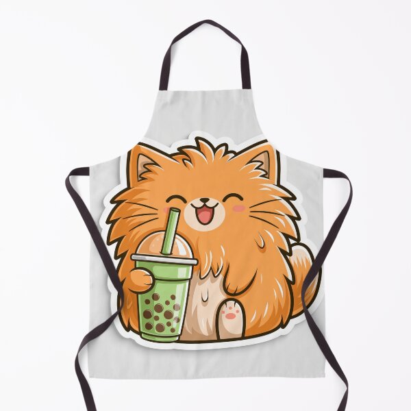 Item preview, Cute Fluffy Orange Cat Drinking Boba Tea Sticker designed and sold by EgonZ9.