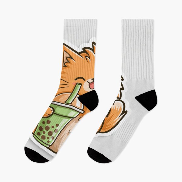 Item preview, Cute Fluffy Orange Cat Drinking Boba Tea Sticker designed and sold by EgonZ9.