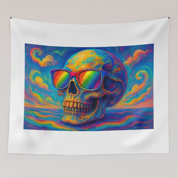 Item preview, human skull surrealist painting designed and sold by karlosss.