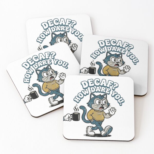 Item preview, Decaf How Dare You - Funny Retro Cartoon Cat Coffee Snob designed and sold by RetroRascalCo.
