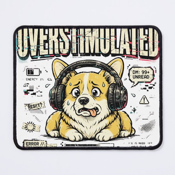 Item preview, Overstimulated Corgi Dog Sensory Overload Too Many Tabs Open Retro T-Shirt designed and sold by Arextr.