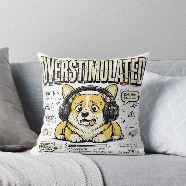 Item preview, Overstimulated Corgi Dog Sensory Overload Too Many Tabs Open Retro T-Shirt designed and sold by Arextr.