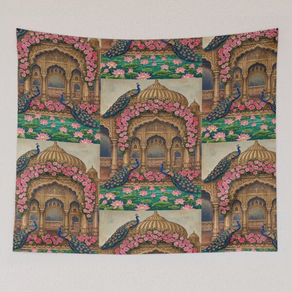Item preview, Royal Peacock Palace Art Print — Taj‑Inspired Mughal Garden Illustration | Gift for Her, Living Room & Bedroom Wall Art designed and sold by RSDigitalPrintDesign.