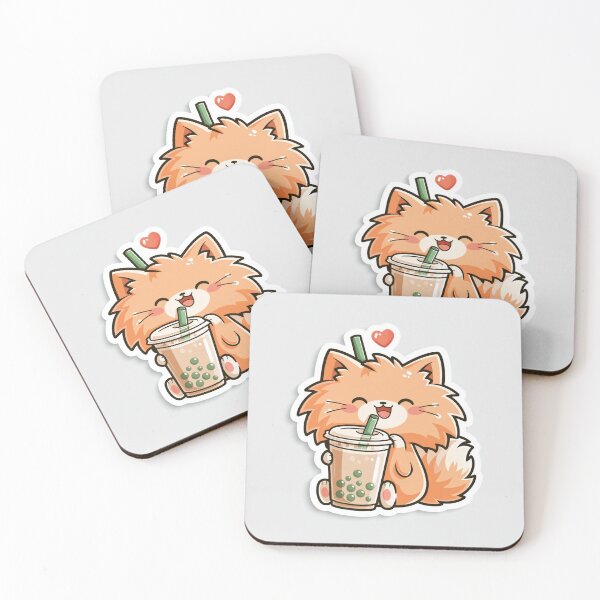 Item preview, Cute Fluffy Orange Cat Drinking Boba Tea Sticker designed and sold by EgonZ9.