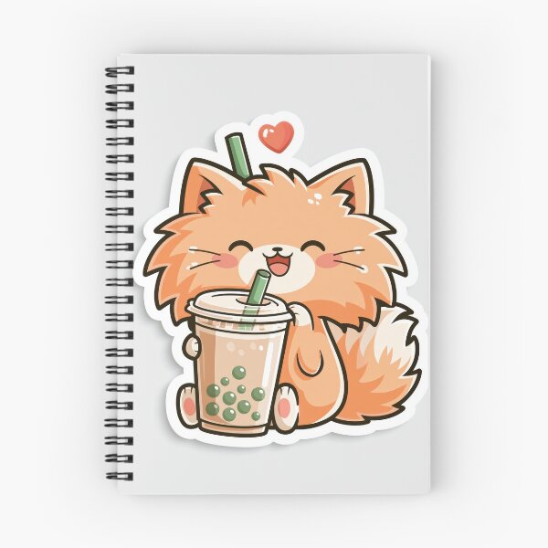 Item preview, Cute Fluffy Orange Cat Drinking Boba Tea Sticker designed and sold by EgonZ9.