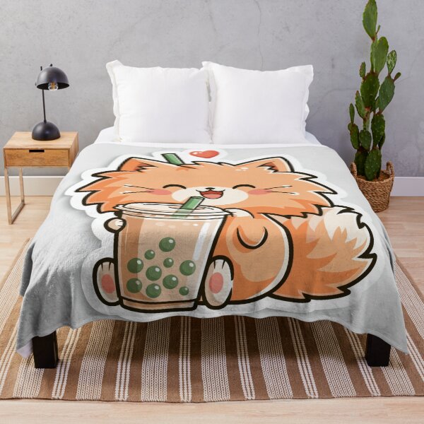 Item preview, Cute Fluffy Orange Cat Drinking Boba Tea Sticker designed and sold by EgonZ9.