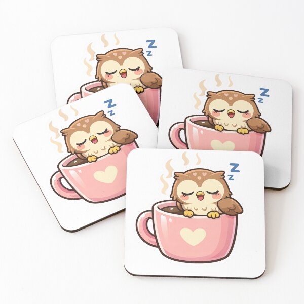 Item preview, Cute Owl Coffee - Kawaii Sleepy Owl Coffee Cup Sticker designed and sold by AuraArtistica.