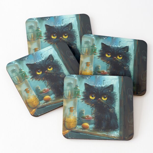 Item preview, Tiny Midnight Fridge Cat designed and sold by Erika Kaisersot.