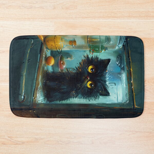 Item preview, Tiny Midnight Fridge Cat designed and sold by Erika Kaisersot.