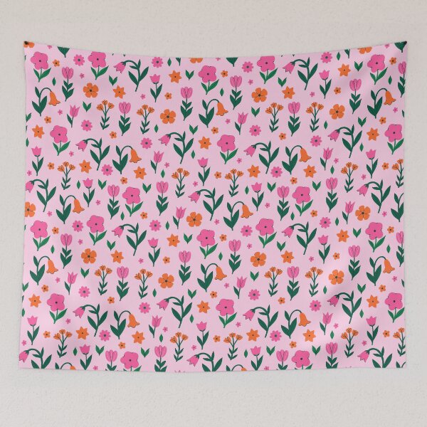 Item preview, pattern with pink and red flowers designed and sold by burbura.