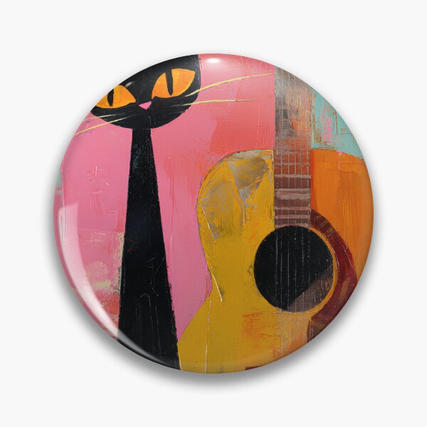 Item preview, Black Cat with Guitar - Whimsical Folk Art designed and sold by daila70.