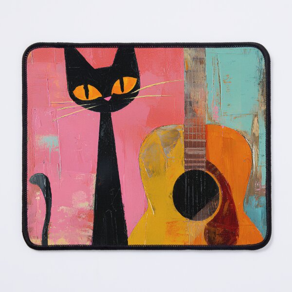 Item preview, Black Cat with Guitar - Whimsical Folk Art designed and sold by daila70.