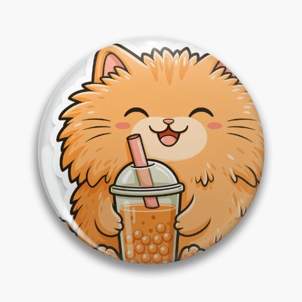 Item preview, Cute Fluffy Orange Cat Drinking Boba Tea Sticker designed and sold by EgonZ9.
