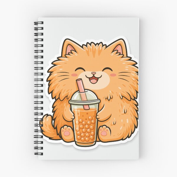 Item preview, Cute Fluffy Orange Cat Drinking Boba Tea Sticker designed and sold by EgonZ9.