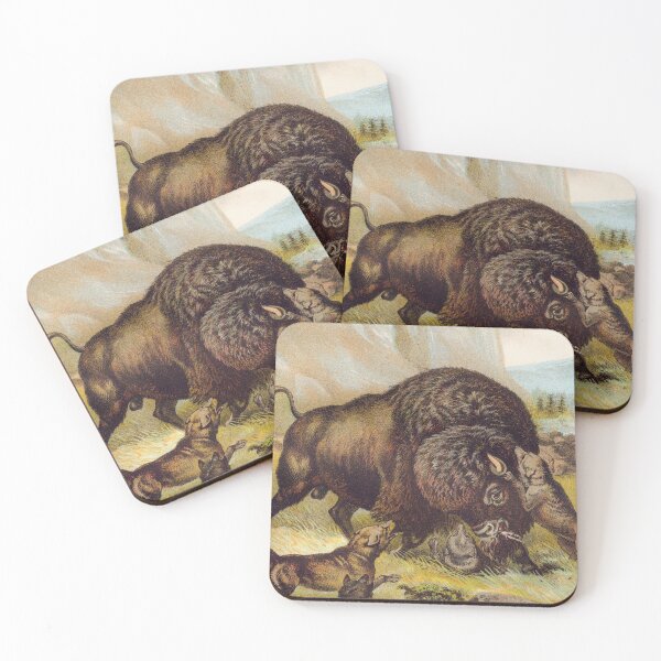 Item preview, Vintage Buffalo illustration art designed and sold by Vintage Designs +.