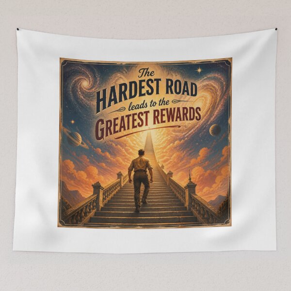 Item preview, The Hardest Road Leads to the Greatest Rewards | Motivational Vintage Art designed and sold by Krystek-Studio .