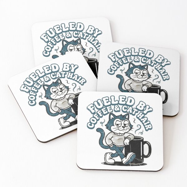 Item preview, Fueled by Coffee and Cat Hair - Funny Retro Cat Mom Cat Dad designed and sold by RetroRascalCo.