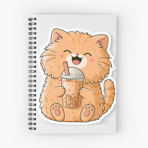 Item preview, Cute Fluffy Orange Cat Drinking Boba Tea designed and sold by EgonZ9.