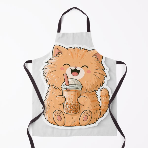 Item preview, Cute Fluffy Orange Cat Drinking Boba Tea designed and sold by EgonZ9.