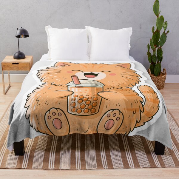 Item preview, Cute Fluffy Orange Cat Drinking Boba Tea designed and sold by EgonZ9.