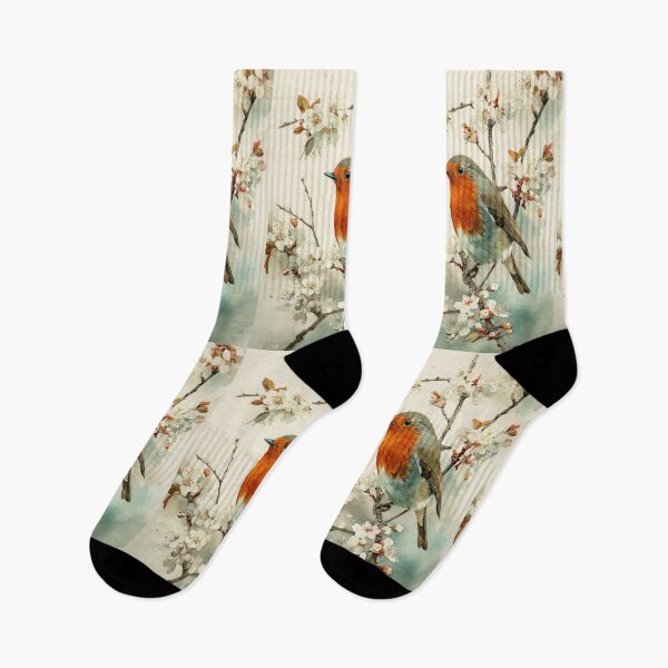 Item preview, A Robin perched on blooming branches, Birds in Motion designed and sold by CDC40.