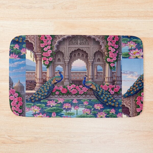 Item preview, Royal Peacock Palace — Luxury Mughal Garden Art Print, Teal Lehenga & Peacock, Elegant Heritage Wall Art designed and sold by RSDigitalPrintDesign.