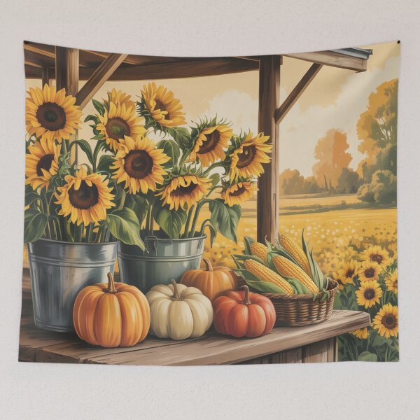 Item preview, Country Farm Stand Sunflower Poster | Rustic Americana Farmers Market Wall Art designed and sold by Tamas Das.