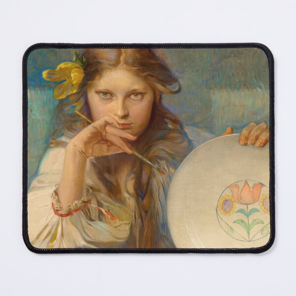 Item preview, Pensive Young Painter With Floral Plate designed and sold by artofuniverse.
