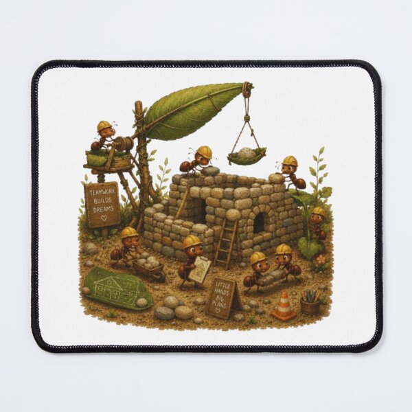 Item preview, Teamwork Builds Dreams Cute Ants Building Stone Castle Art designed and sold by Miheerala.