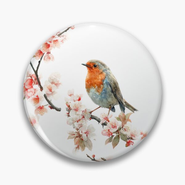 Item preview, A Robin perched on blooming branches, Birds in Motion designed and sold by CDC40.