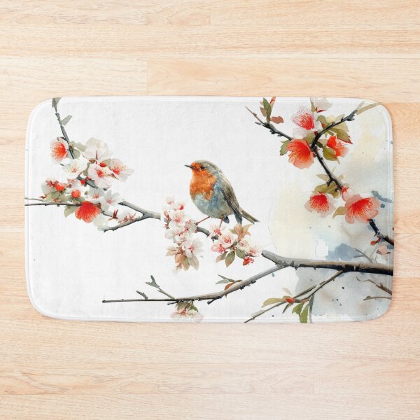 Item preview, A Robin perched on blooming branches, Birds in Motion designed and sold by CDC40.
