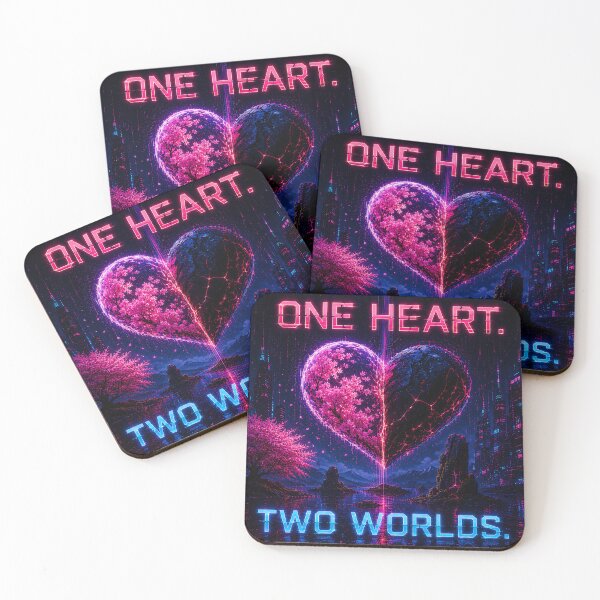 Item preview, One heart. Two worlds.(Cyberpunk ver) designed and sold by MaxDreamsArt.
