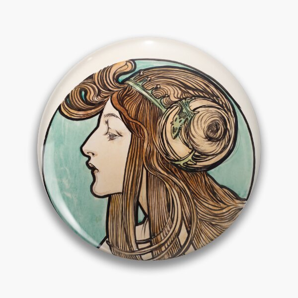 Item preview, Nouveau Woman Profile with Flowing Hair designed and sold by artofuniverse.