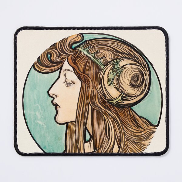 Item preview, Nouveau Woman Profile with Flowing Hair designed and sold by artofuniverse.