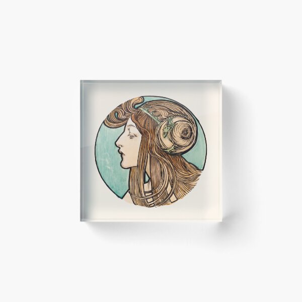 Item preview, Nouveau Woman Profile with Flowing Hair designed and sold by artofuniverse.