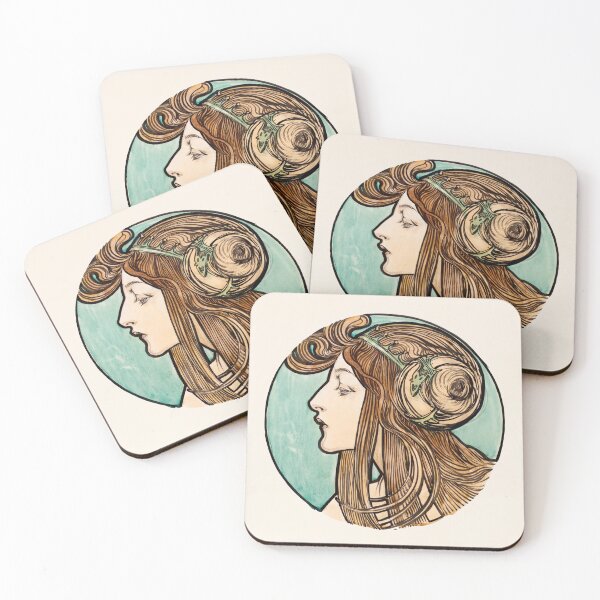 Item preview, Nouveau Woman Profile with Flowing Hair designed and sold by artofuniverse.