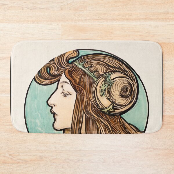Item preview, Nouveau Woman Profile with Flowing Hair designed and sold by artofuniverse.