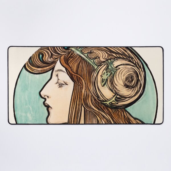 Item preview, Nouveau Woman Profile with Flowing Hair designed and sold by artofuniverse.