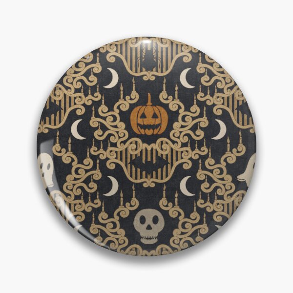 Item preview, Midnight Candlelight - Opulent Heirloom Halloween Damask Black Gold Orange designed and sold by DesigndN.