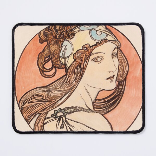 Item preview, Nouveau Woman Portrait in Coral Circle designed and sold by artofuniverse.
