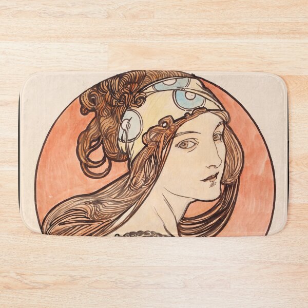 Item preview, Nouveau Woman Portrait in Coral Circle designed and sold by artofuniverse.
