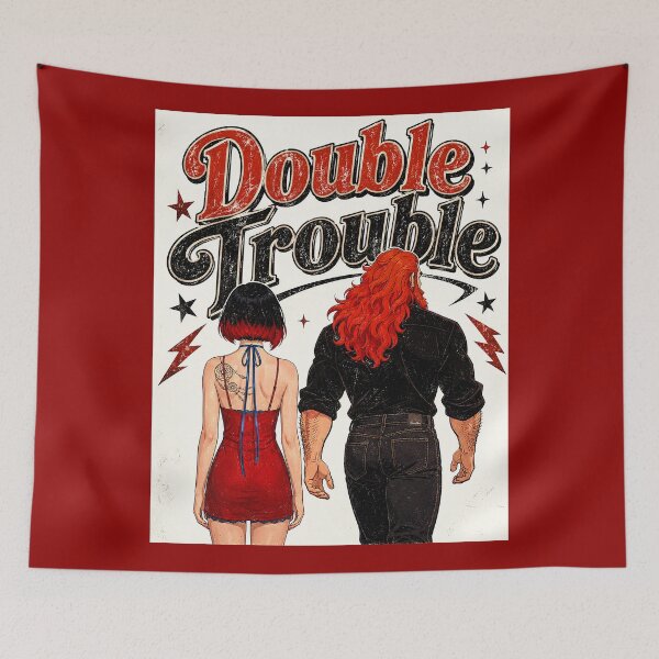 Item preview, Double Trouble - Retro Comic Bad Boy and Rebel Girl Illustration designed and sold by Hen-C-Art.